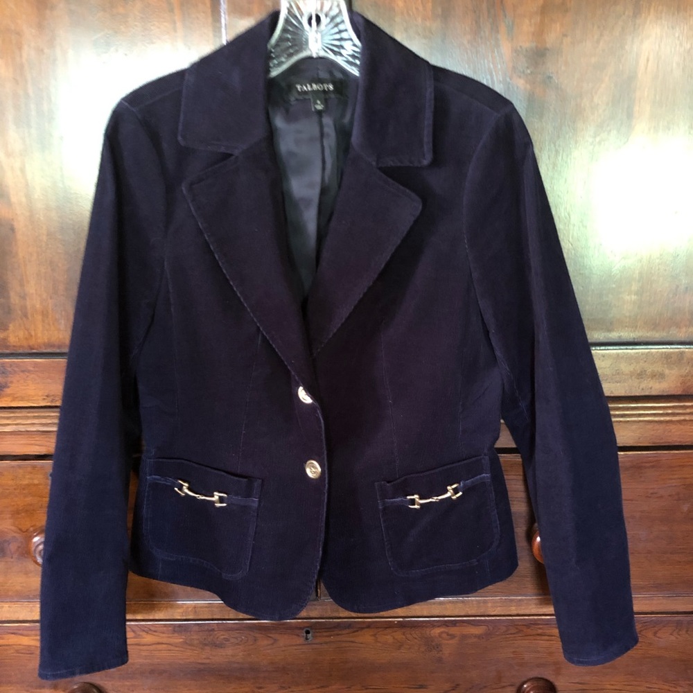 Talbots Navy Corduroy Blazer Size 4 NWOT